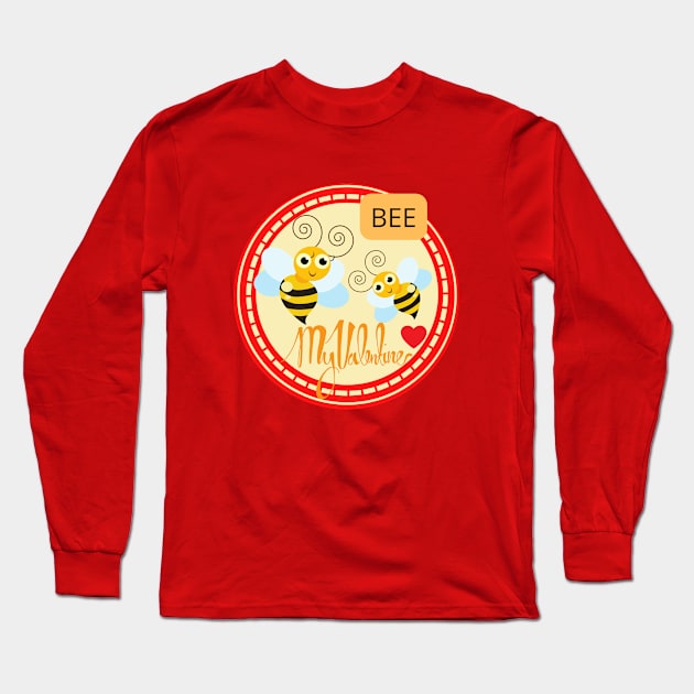 BEE MY VALENTINE with red heart Long Sleeve T-Shirt by O.M design